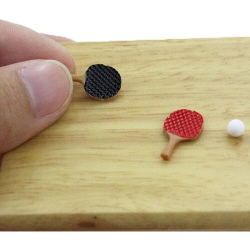 1/12 Dollhouse Miniature Mini Table Tennis Racket with Ball Simulation Furniture Ping-pong Toys for Doll House Decor