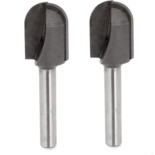 1/4" x 5/8" Woodworking Straight Shank Round Nose Router Bit 2 Pcs LXM