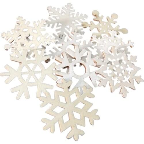 10PCS Merry Christmas Wooden Snowflake Xmas Wedding Tree Hanging Ornament Decoration Christmas Mug Coasters Holder Cup Mats