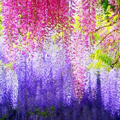12Pcs/Set Artificial Flower Rattan Strip Wisteria Wedding Party DIY Craft Hanging Roof Fake Flowers Simulating Wisteria Branch