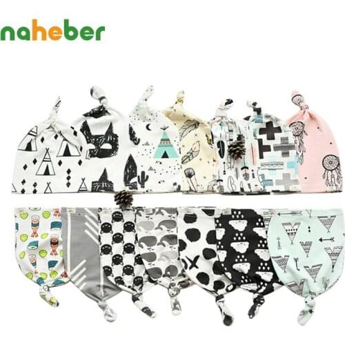 2pcs Baby Hats Cartoon Printed Cotton Baby Boy Caps Pink Cute Baby Girl Hats Soft Warm Baby Accessories For Newborn