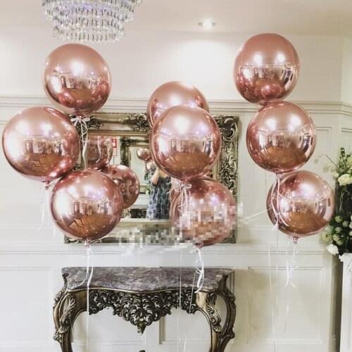 20pcs Rose Gold 4D 10/20/30inch Round Aluminum Foil Balloon Metal Balloon Wedding Decoration Birthday Party Helium ball Supplies