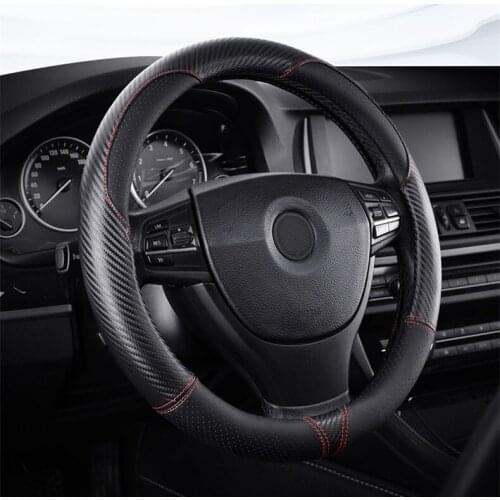 4 Colors Imitation carbon Universal Car Steering Wheel Cover Artificial Leather Non-slip Automobile Steering-Wheel Car Styling