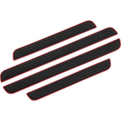 4Pcs/Set Door Sill Plate Protectors for Car All Models,Black PVC Soft Rubber Front/Rear Door Sill Scuff Plate Guard