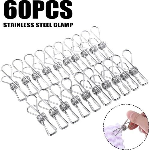 60Pcs Steel Clothes Pegs Hanging Clothes Pins Beach Towel Clips Multipurpose Clothing Clamps Household Bed Sheet Clothespins