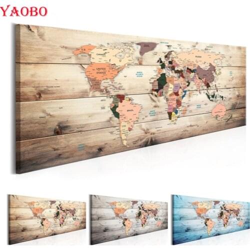 Large DIY Diamond Painting World Map Diamond Embroidery Mosaic Picture Of Rhinestones 5D Square Round Diamond Mosaic Home Decor