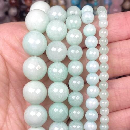 Wholesale Natural Amazonite Jades Stone Beads Round Loose Spacer Beads For Jewelry Making DIY Bracelet Handmade 4/6/8/10/12mm