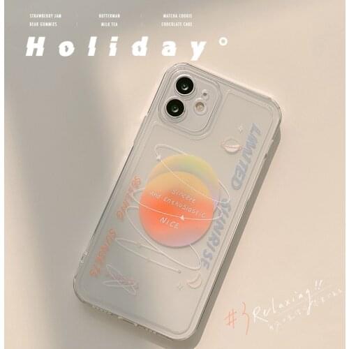 Retro Art Planet universe Moon Korea Phone Case For iPhone 12 11 Pro Max Xr X Xs Max 7 8 Puls SE 2020 Cases Clear Soft TPU Cover