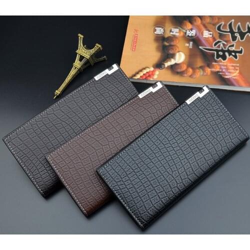 Mens Long Two-fold Vertical Open Wallet Male Multifunction Large-capacity Crocodile Pattern Coin Purses Fashion Card Holder