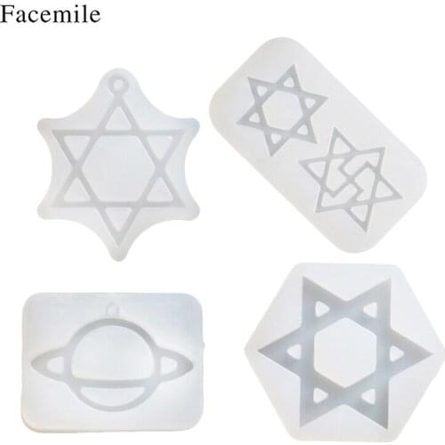 Facemile 4PC Planet DIY Handmade Ear Studs Pendant Epoxy Transparent Silicone Mould Decoration Tools Embossed Cake Molds ZH084