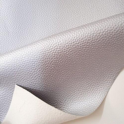 Good Silver Small Lychee Pattern Faux PU leather Fabric For Car Seat Sewing Material PU artificial leather For DIY bag/Sofa