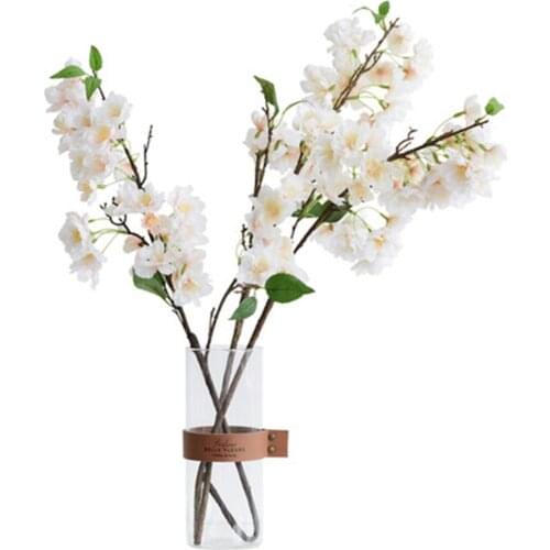 27 Inch Artificial Cherry Blossom Branches Flowers Silk sakura Peach Flowers Arrangements for Home Wedding Decoration 3 pcs Pink