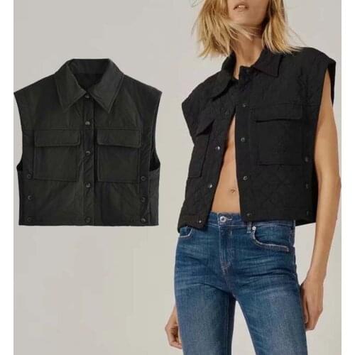 Klkxmyt Za 2021 Women Waistcoat Spring Autumn Streetwear Short Vest Coats Sleeveless Fashion Vest Jackets Ladies Parkas Woman