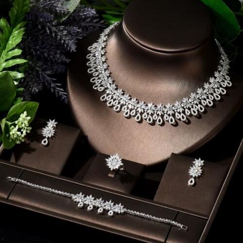 HIBRIDE 2021 Charms Women Earring Necklace Set AAA Cubic Zirconia Jewelry Set for Bridal Weeding Accessories Bijoux Femme N-155