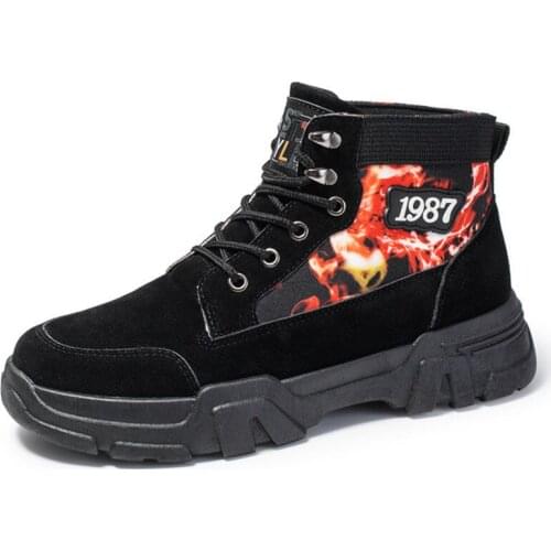 New Men High Top Hiking shoes Outdoor Breathable anti-skid lace-up Retro sneakers Male camping climbing Trekking sports shoes