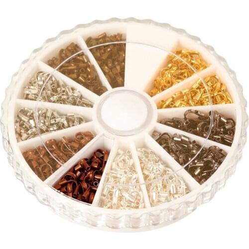 1 Box Brass Wire Tube Crimp Beads Protector in Box 6 Colors for Jewelry Making Findings Silver Golden Antique Bronze