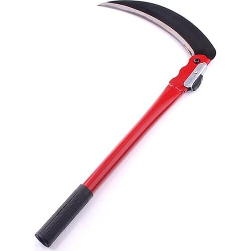 Household Gardening Cutting Grass Sickle Agricultural Folding Long Handle Hand Sickle Manganese Steel Blade Weeding Tools