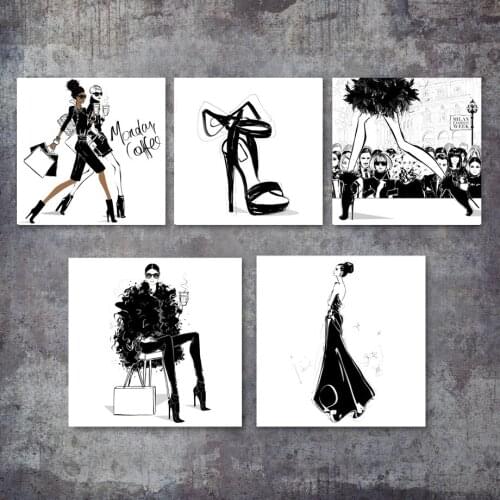 Milan London Fashion Girl High Heel Wall Art Canvas Painting Nordic Posters And Prints Wall Pictures For Living Room Salon Decor