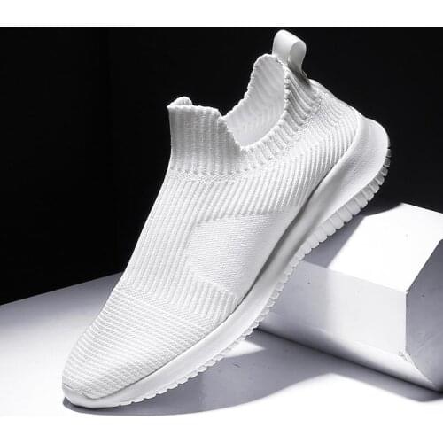 Big Size Summer Men Running Shoes Sport Man Shoes Socks Sneakers Sports Shoes for Male Trainers Men White Athletic Fitness E-206