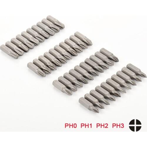 10pcs Electric Screwdriver Bit Set 25mm PH0 PH1 PH2 PH3 1/4 Inch Hex Shank Bits Anti Slip Phillips Screwdrivers Kit