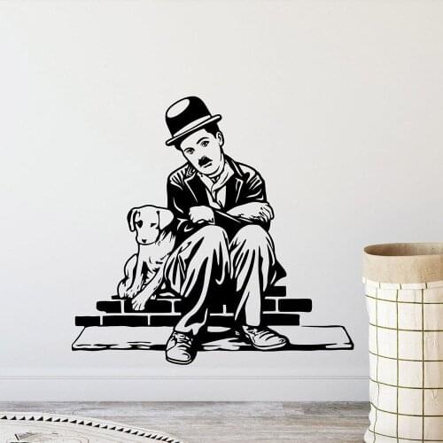 Charlie Chaplin Wall Decal Comedy Movie Celebrity Stencil Vinyl Sticker Bedroom Nursery Playroom Interior Decor Funny Mural 1939