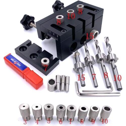 3 in 1 Hole Drilling Locator Tool Kit Drill Guide Dowelling Jig Woodworking Tool For Furniture Fast Connecting