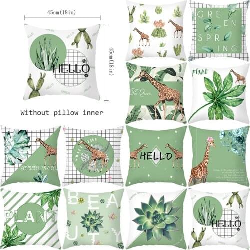 Geometric Cushion Cover Nordic Summer Greenery Series Polyester Throw Pillow Case Geometric Art Cushion Cover