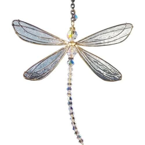 2021 New Crystal Rainbow Suncatcher Dragonfly Window Hanging Ornament Garden Home Decor