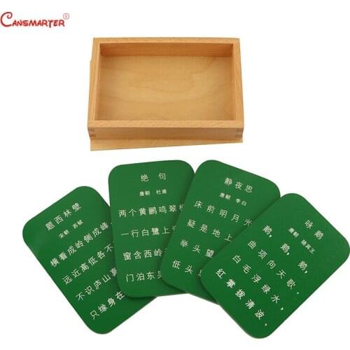 Educational Toys Ancient Poetry Wood Montessori Chinese Language Learning Student Preschool Practice With Box Beech Wood