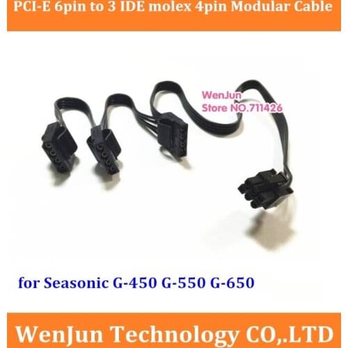 PCI-E 6pin to 3 IDE molex 4pin modular power supply cable for Seasonic SSR-450RM (G450) / SSR-550RM( G-550) / SSR-650RM (G-650)