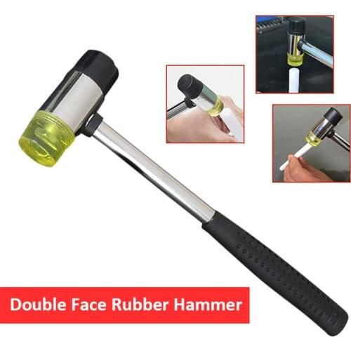 Rubber Mounting Hammer Double-Faced Soft Mallet Rubber Hammer Household Glazing Window Beads Tool Steel Handle Install Hammer