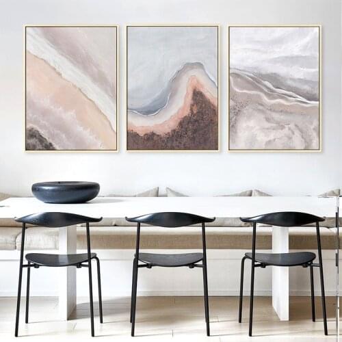 Pink Beach Canvas Paintings Pink Grey Art Posters Modern Home Decoration Abstract Sea River Beach Wall Art Nordic Canvas