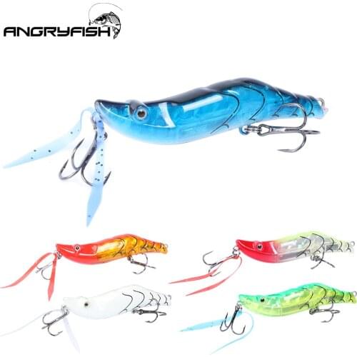 Angryfish high quality materials Fishing bait Very realistic Fishing lures shrimp with 3 Sharp hooks Lifelike baited hook multicolor