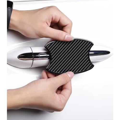 4PCS TPU Carbon Fiber Style Outer Door Bowl Sticker Car Decoration Protective Auto Accessories For Audi Q2 A5 Q7 A3 For Lexus