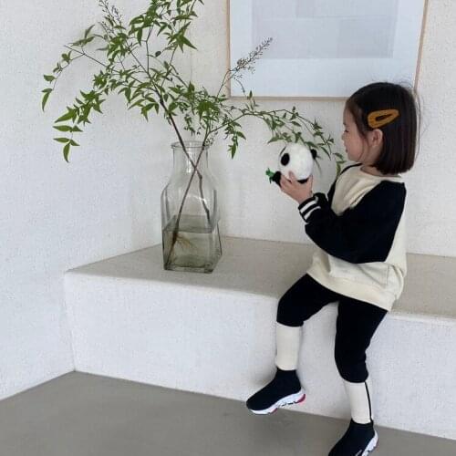 8993 Infant Baby Clothes Patchwork Hoodies Or Leggings Autumn 2021 Leisure Girls Set Color Matching Boys Pullover And Pant