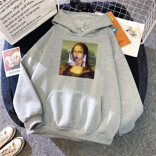 2021 Soft Brand Sportwear Mona Lisa Funny Lollipop Lips Printing Male Sweatshirt Thermal Vintage Men Hoodie Oversized Hoodies