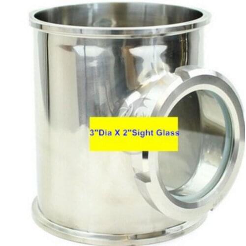 Dia 3"x 6"Long with 2" Union Sight Glass Tee. SS304 Stainless Sight Glass View, Moonshine Distiller Cloumn