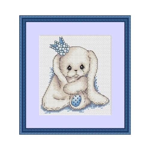 Tt Counted Cross Stitch Kit Handmade Needlework For Embroidery 14ct Cross Stitch Blue Crown Rabbit Pink Crown Rabbit 2