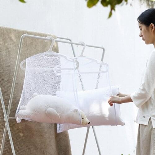 1Pcs Clothes Racks Polyester Hanging Net Mesh Storage Holder Folding White Pillow Drying Rack Pillow Drying Rack Breathable