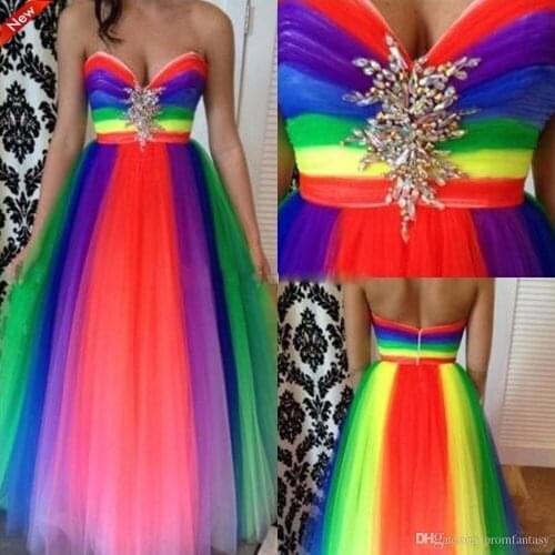 Vestidos de formatura Romantic Wedding Party bride rainbow tulle prom 2018 new sexy sweetheart robe de soiree bridesmaid dresses