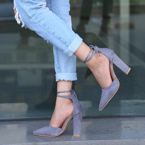 High Heels Womens Sandals Spring Autumn Flock Shoes Woman Ladies Pumps Sexy Thin Air Heels Footwear Women Shoes Lace Up