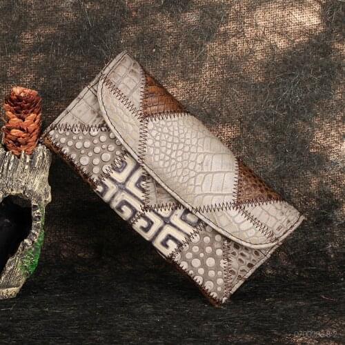 Genuine Leather Women Clutch Wallet Vintage Long Style Female Coin Purse Clamp Card Holders For Phone Bag Ladies Handy Purse