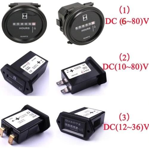 1PC Black 6V-80V/12V-36V/10V-80V Hour Meter Boat Engine Car Trucks Mechanical Hourmeter Counter Timer/Digit Hour Meter Gauge