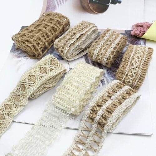 10 Yards Hollow Jute Lace Vintage Wedding Accessories Lace DIY Weddings Party Handcrafted Embroidered Sewing Craft Accessories