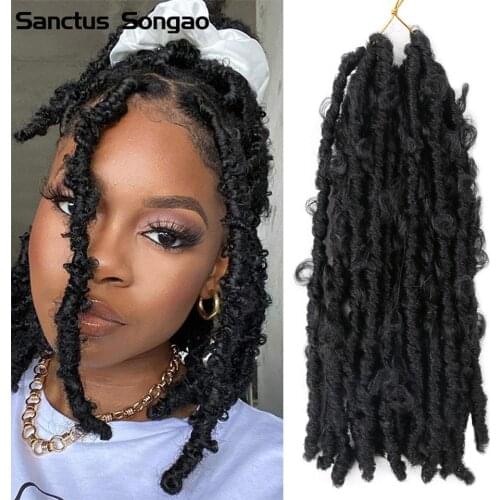 Crochet Butterfly Locs Bob crochet curly hair Pre Looped butterfly locs crochet braids Hair 14 Inch Bob Distressed Locs Braids