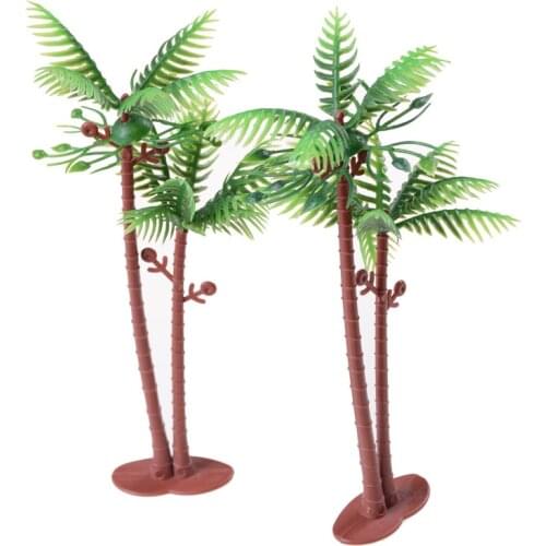 2PCS Plastic Coconut Tree Model Railway Park Layout Scenery Dollhouse Decor Dolls Accessories