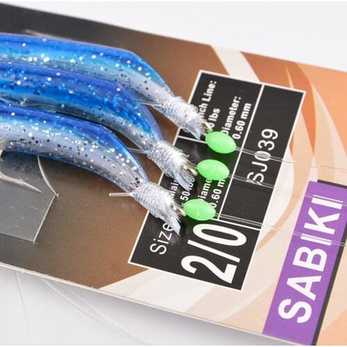 2Packs*Trolling Fishing Herring Bait Jig soft lure Pesca Sabiki lureSea Fishing Saltwater Sabiki Hook Rigs Blue Tube Tuna Lures