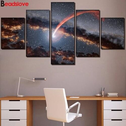 Diamond mosaic Meteor Landscape diamond embroidery painting 5 Pieces,5d diy diamond painting full square round drill Multi Panel