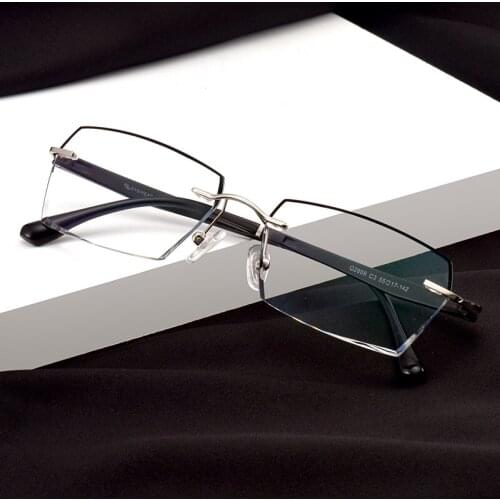 Diamond cutting half-frame glasses new invisible frameless business mens glasses frame prescription glasses myopia optical glas