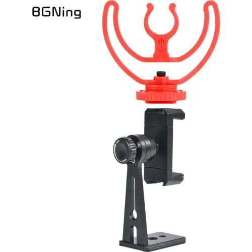 Microphone Shock Mount Holder Bracket Anti-Vibration Suspension Support with Mobile Phone Clip DSLR Camera Cage for EOS for Fuji